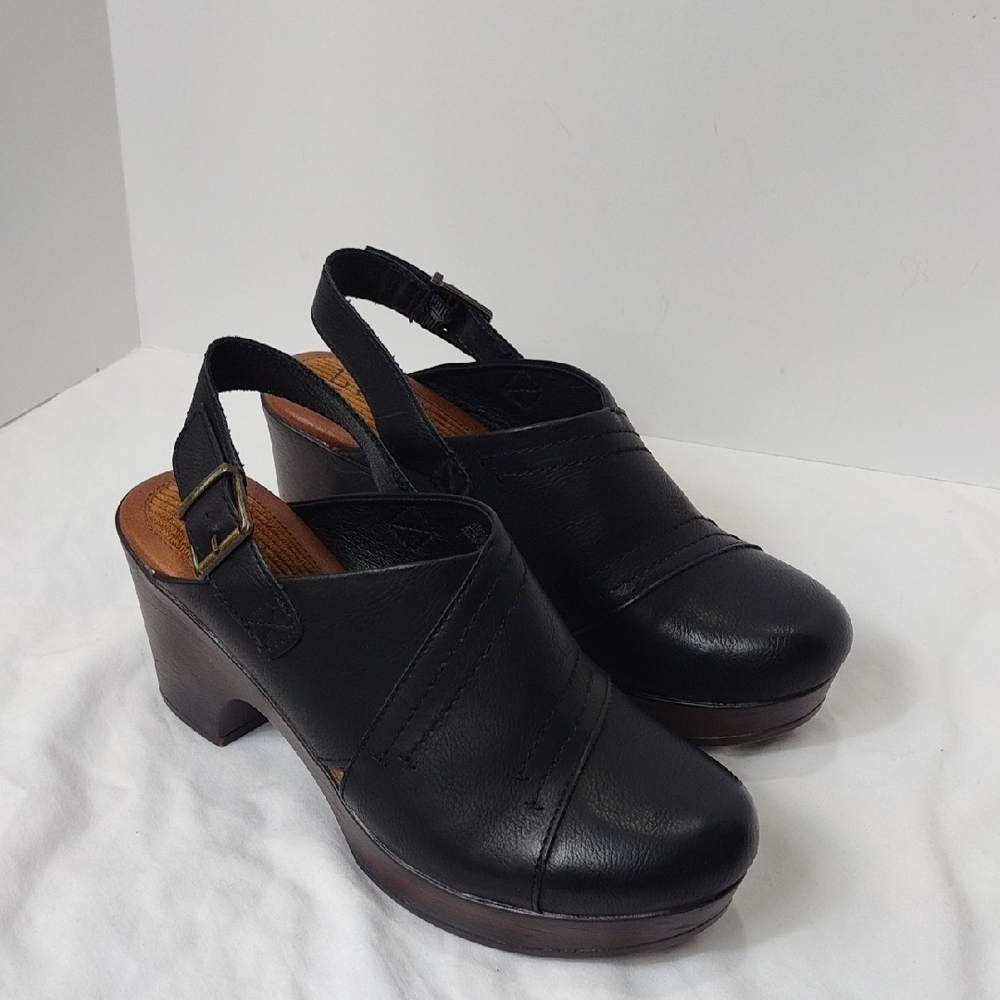B.O.C. Women's Cecila Platform Clogs Faux Wood Heels Black Size 10M